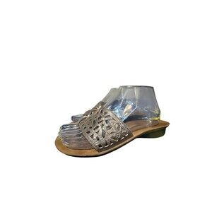 Paul Green Munchen Women's UK 4.5 US Size 7 Gray Slide Leather Thong Sandals